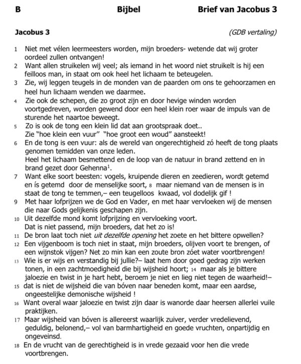 Bijbelkring van 24 okt gaat helaas niet door